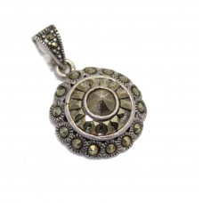 Small Pendant Sterling Silver 925 Women's Marcasite Stones Handmade A864